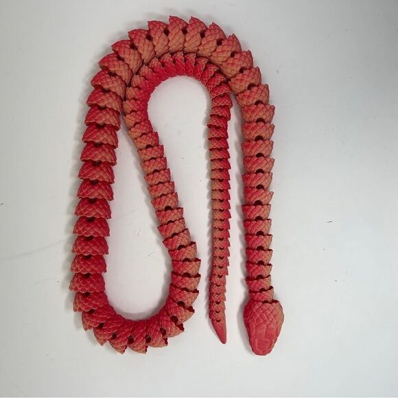 Articulating Snake 3D Printed 5 Feet Long Red Yellow Color Décor Gift - Picture 7 of 7